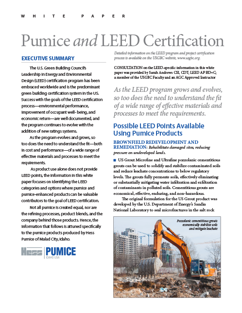Pumice and LEED Certification whitepaper cover